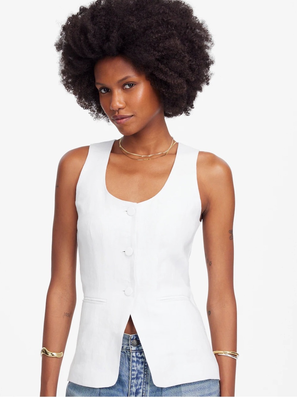 Madewell NWT Scoopneck Cutaway Vest Size 6 in Salt